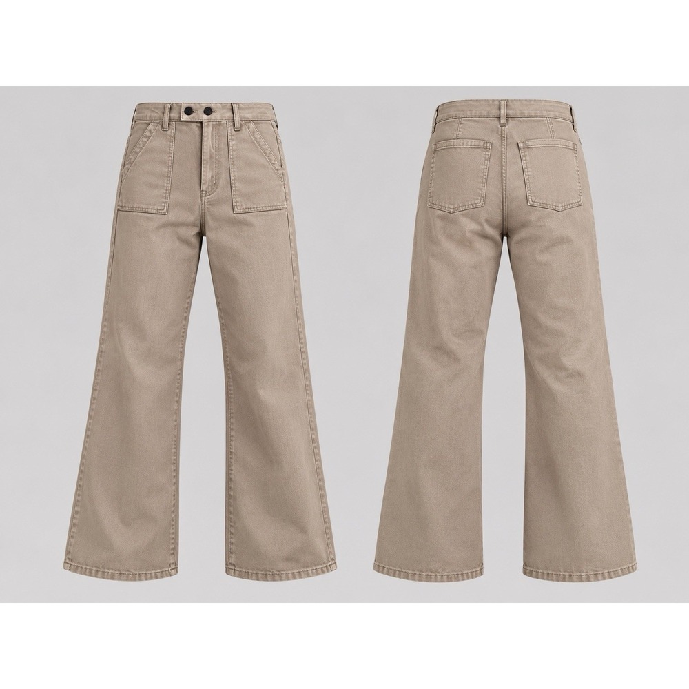 OAT New York Wide Leg PANT WOMENS 4X27 Jeans Beige Neutral Denim Minimalist